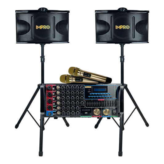 ImPro Epic Party Bundle 1 with Mixing Amplifier, Speakers, Microphones, and Accessories (5 Items)