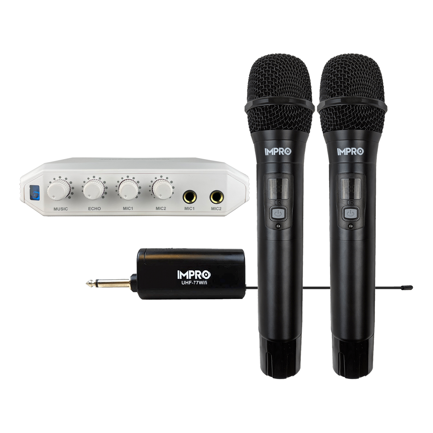 Karaoke Kickstart Dual Bundle: ImPro UHF Wireless Microphones & MX-R88i Compact Mixer