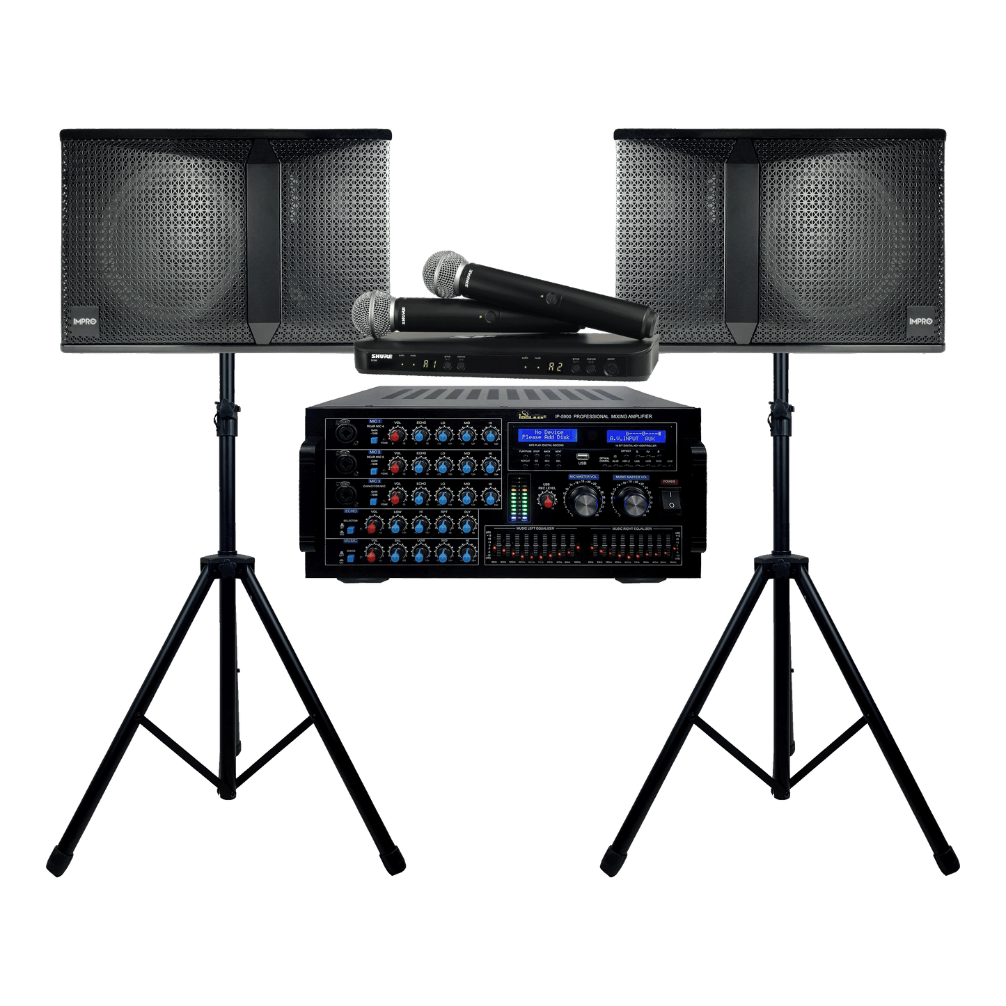 The Main Stage Package with Mixing Amplifier, Speakers, Microphones, and Accessories (5 items)