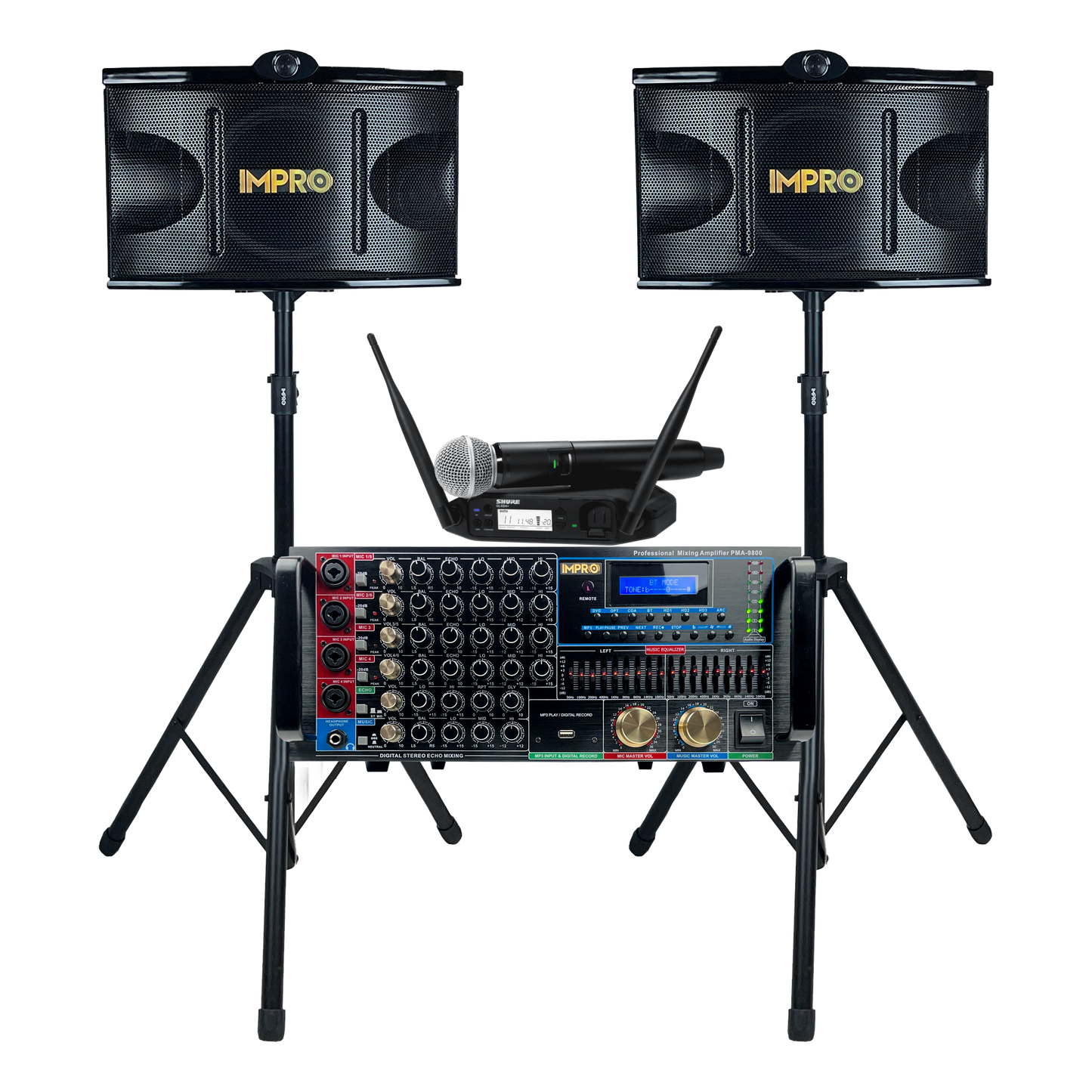 Ultra Elite Bundle with Mixing Amplifier, Speakers, SHURE GLXD24+ Microphones, and Accessories (4 items)