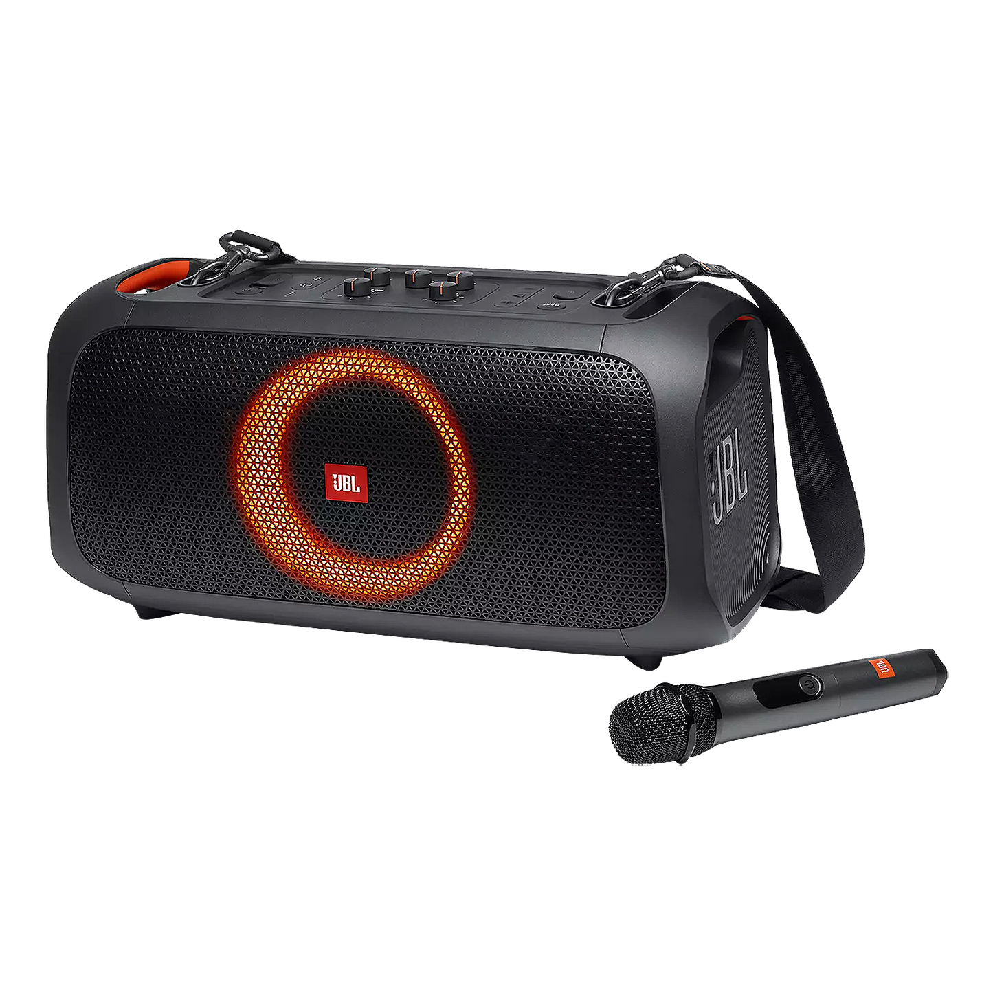 JBL PartyBox On-The-Go 100 Watts Rechargeable Party Speaker with 1 Wireless Microphone