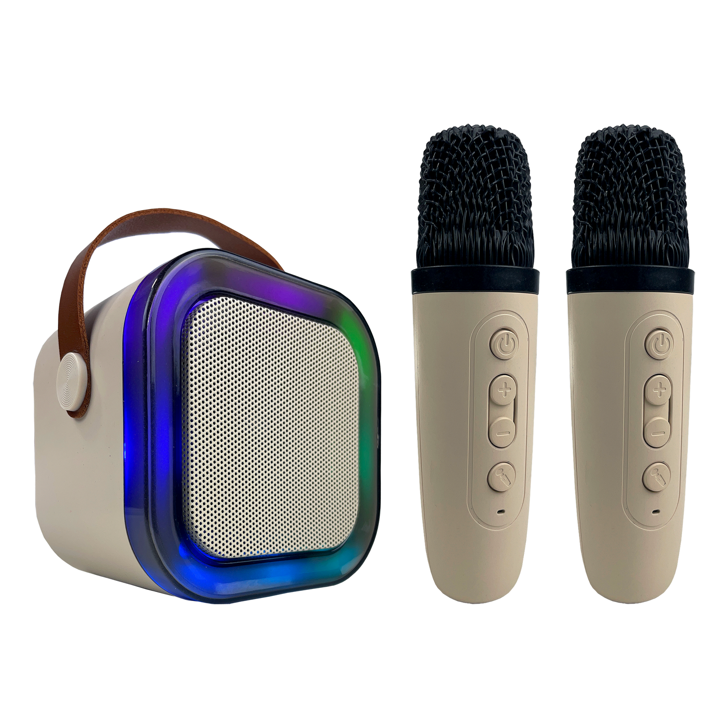 K-12 White Portable Bluetooth Karaoke Machine with 2 Wireless Microphones