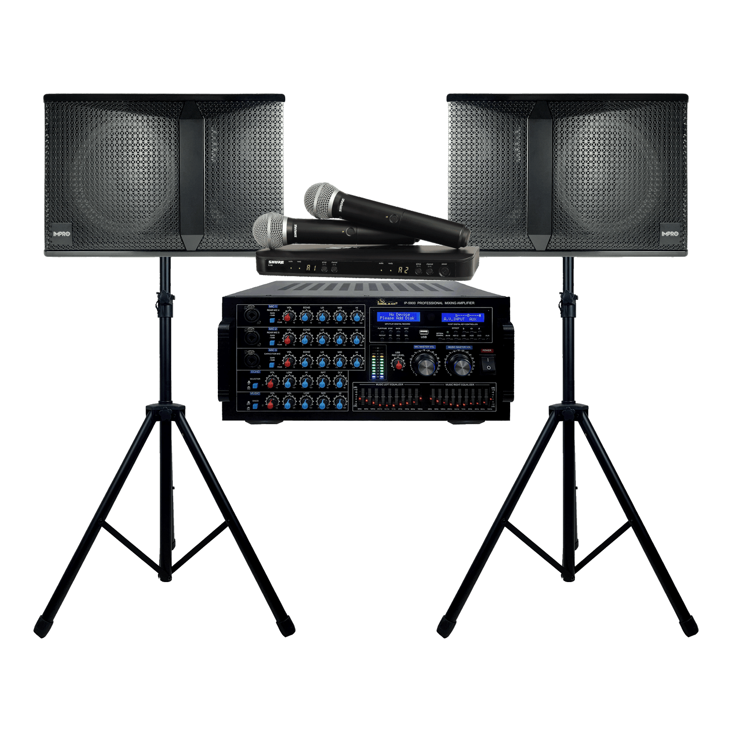 The Main Stage Package with Mixing Amplifier, Speakers, Microphones, and Accessories (5 items)