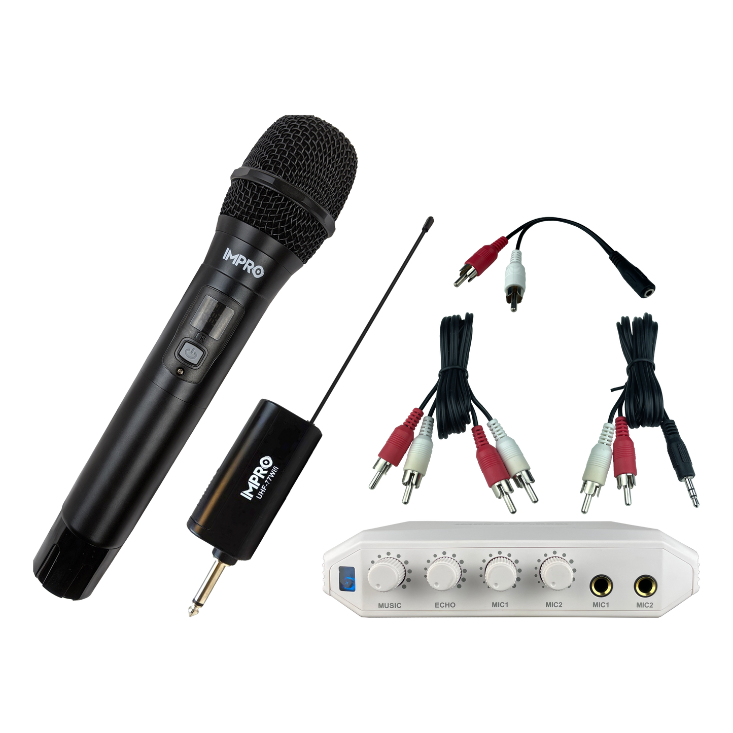 Karaoke Kickstart Bundle: ImPro UHF-77 Wireless Microphone & MX-R88i Compact Mixer