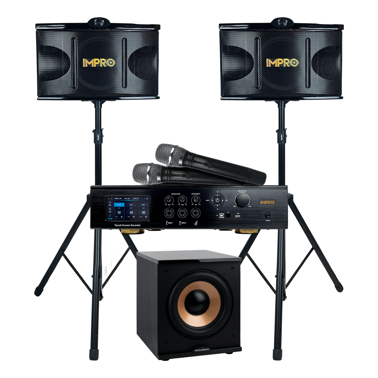 ImPro Encore Elite Plus Bundle with Mixing Amplifier, Speakers, Microphones, Subwoofer and Accessories