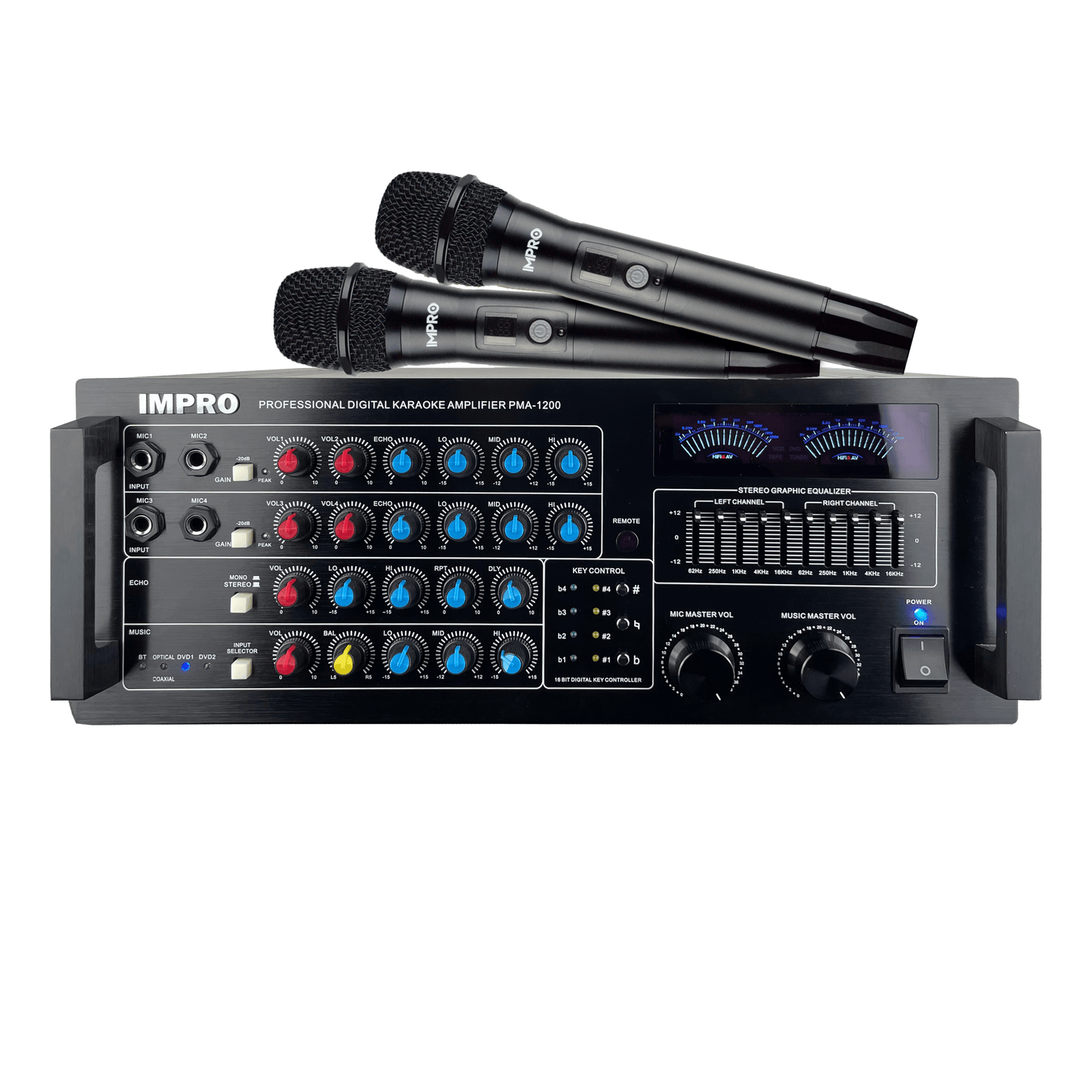 ImPro PMA-1200 1200W Mixing Amplifier Bundle with ImPro UHF-88MXR Wireless Microphones