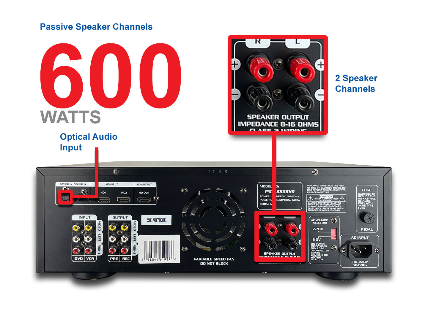 ImPro PMA-6808HD 600W Karaoke Mixing Amplifier