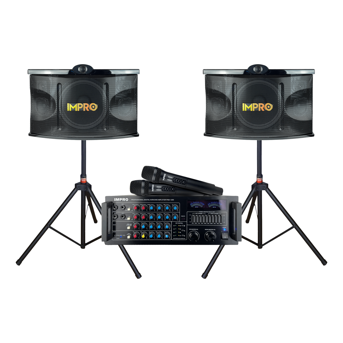 ImPro House Party Bundle Plus with Mixing Amplifier, Speakers, Microphones, and Accessories (5 Items)
