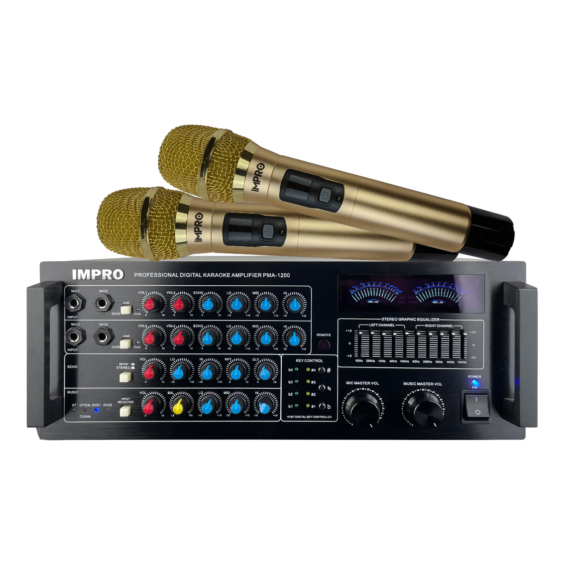 ImPro PMA-1200 1200W Mixing Amplifier Bundle with ImPro UHF-77 Wireless Microphones