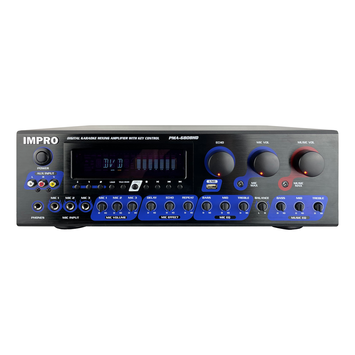 ImPro PMA-6808HD 600W Mixing Amplifier Bundle with ImPro UHF-77 Wireless Microphones