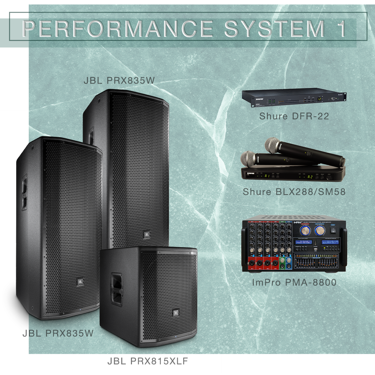 Performance System 2 Karaoke Package with JBL Speakers, Karaoke Player, and Shure Microphones