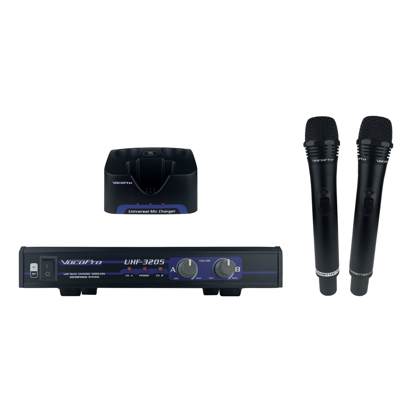 VocoPro UHF-3205 Rechargeable Dual-Channel UHF Wireless Microphone System