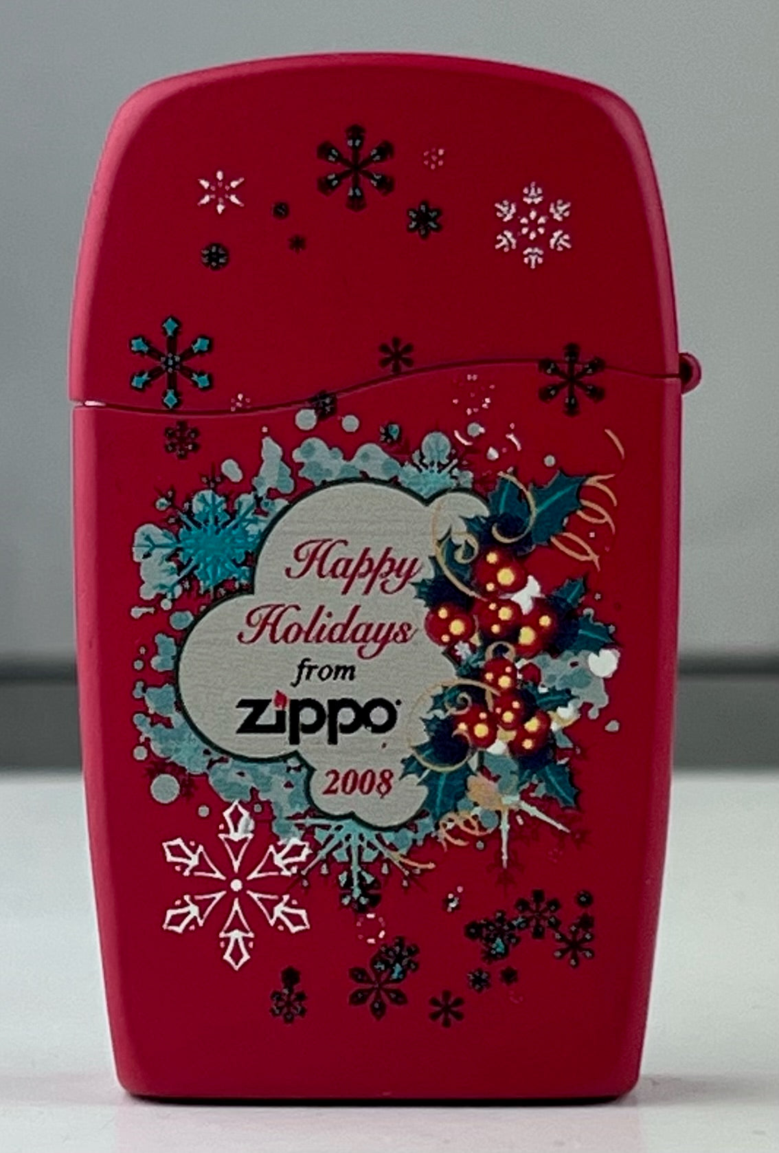 Zippo BLU 2008 Happy Holidays Red Holly Mistletoe