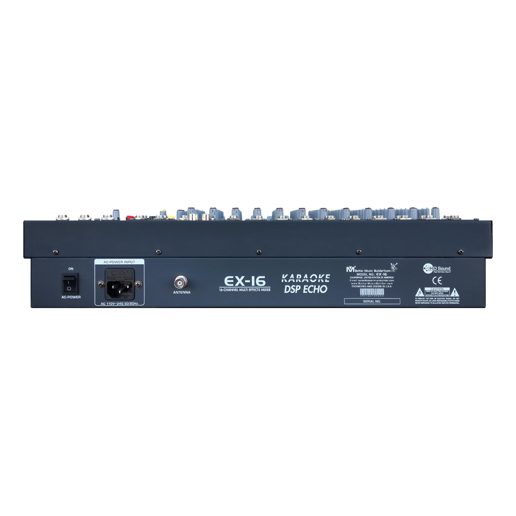 Better Music Builder EX-16 16-Channel Professional DJ / KJ Audio Mixer