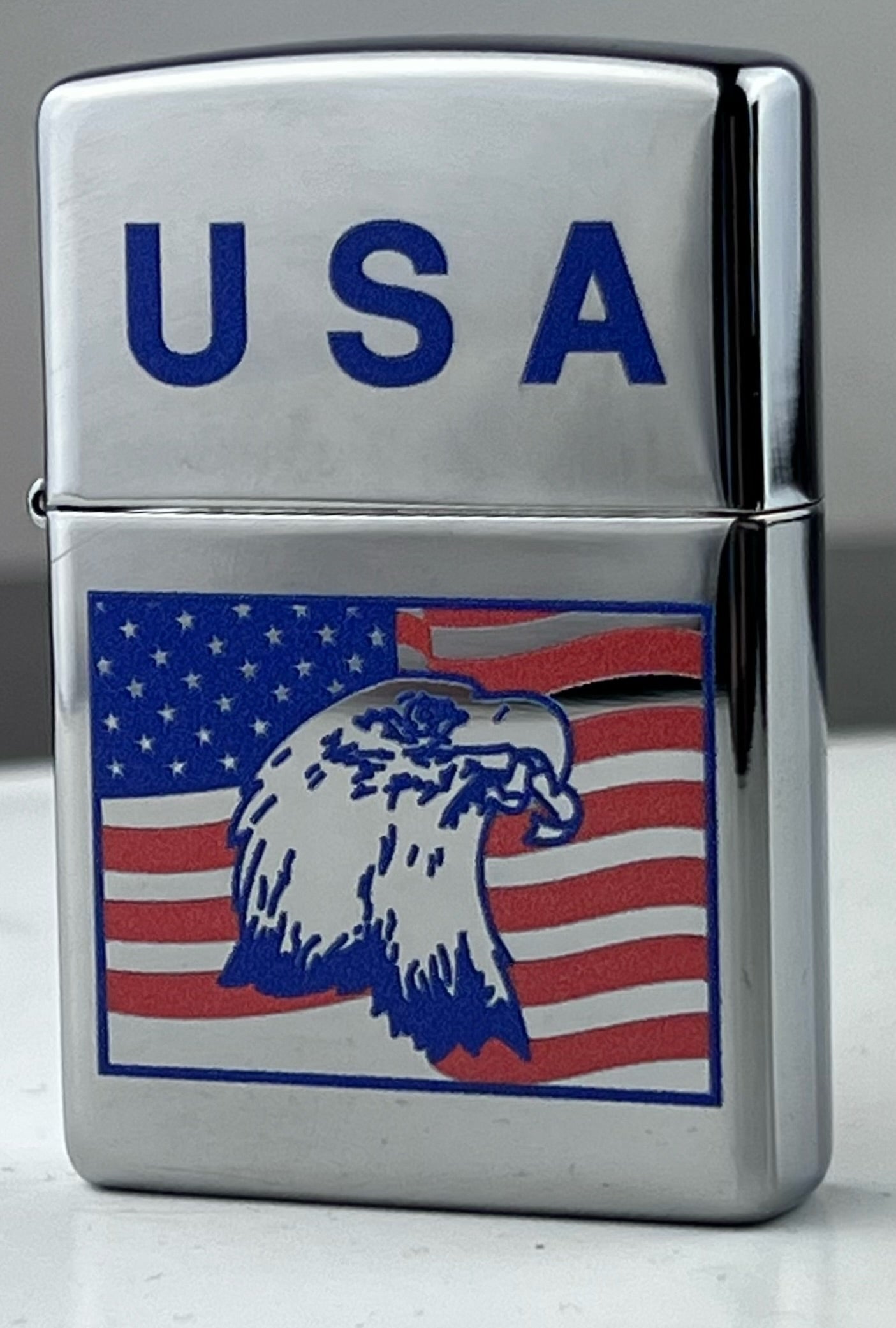 Zippo Custom 250 Big Eagle On Flag Brass