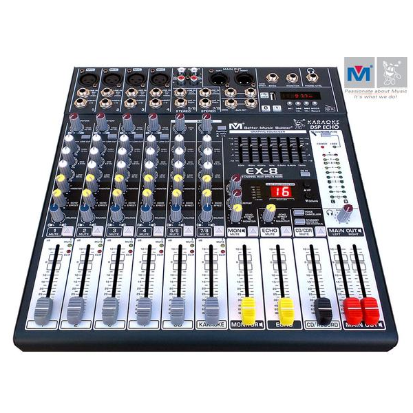 Better Music Builder EX-8 8-Channel Professional DJ / KJ Audio Mixer