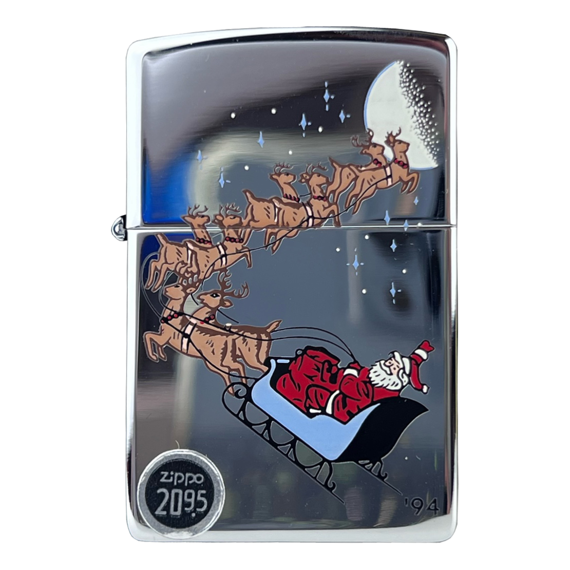 Zippo 273 1994 Santa With Reindeer Seasons Greetings With Original Gift Box