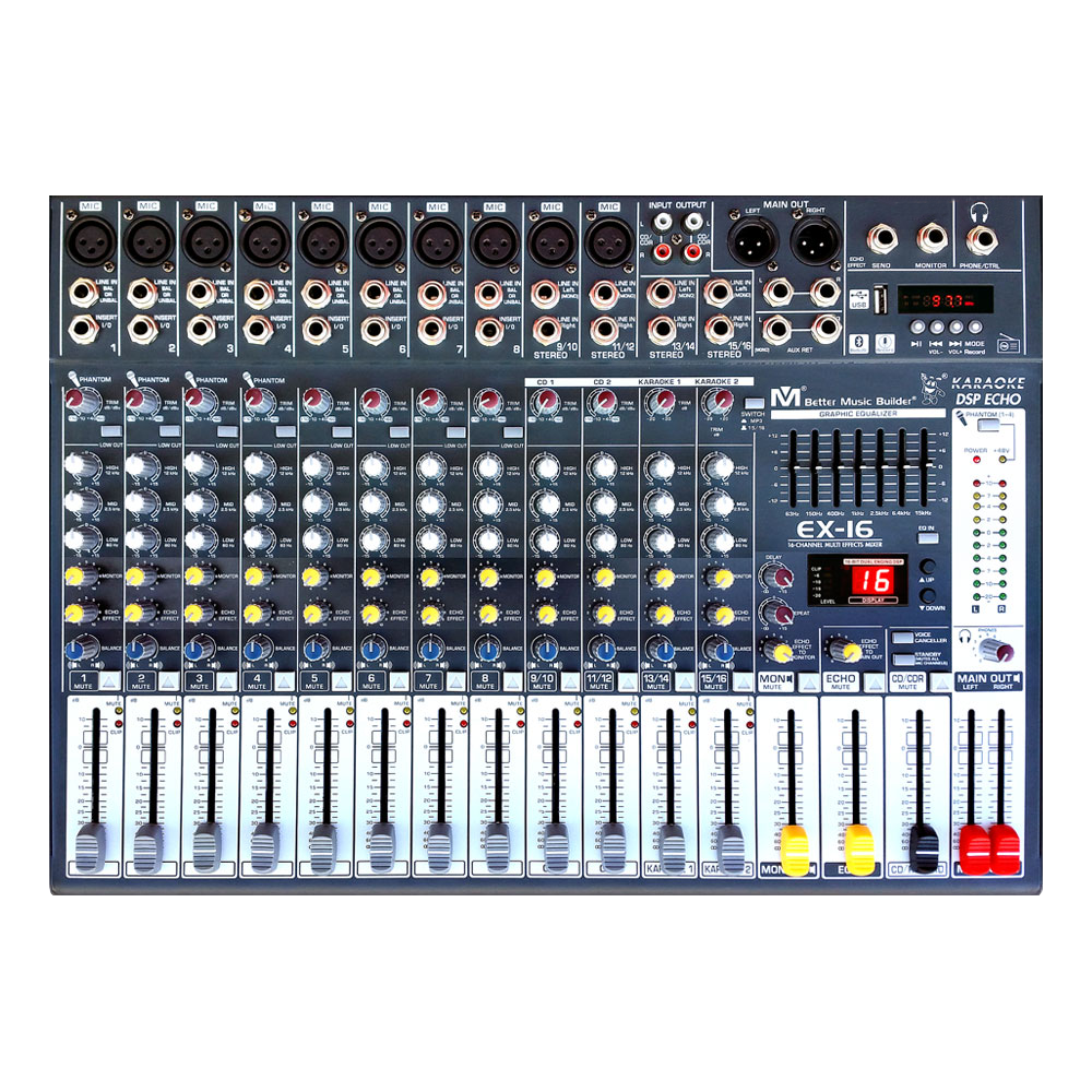 Better Music Builder EX-16 16-Channel Professional DJ / KJ Audio Mixer