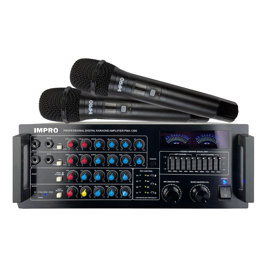 ImPro PMA-1200 1200W Mixing Amplifier Bundle with ImPro UHF-77 Wireless Microphones