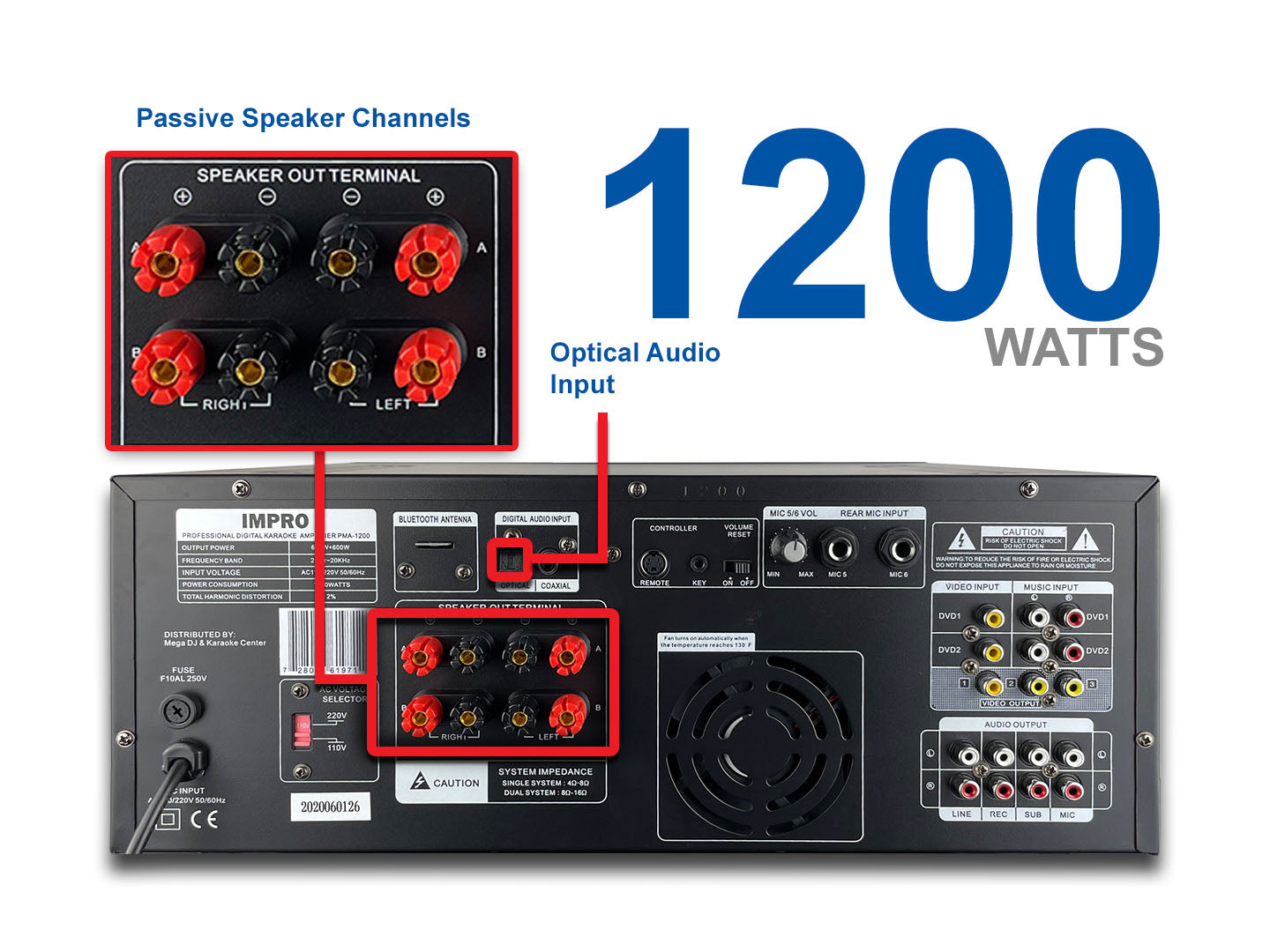 ImPro PMA-1200 1200W Mixing Amplifier Bundle with ImPro UHF-88II Wireless Microphones