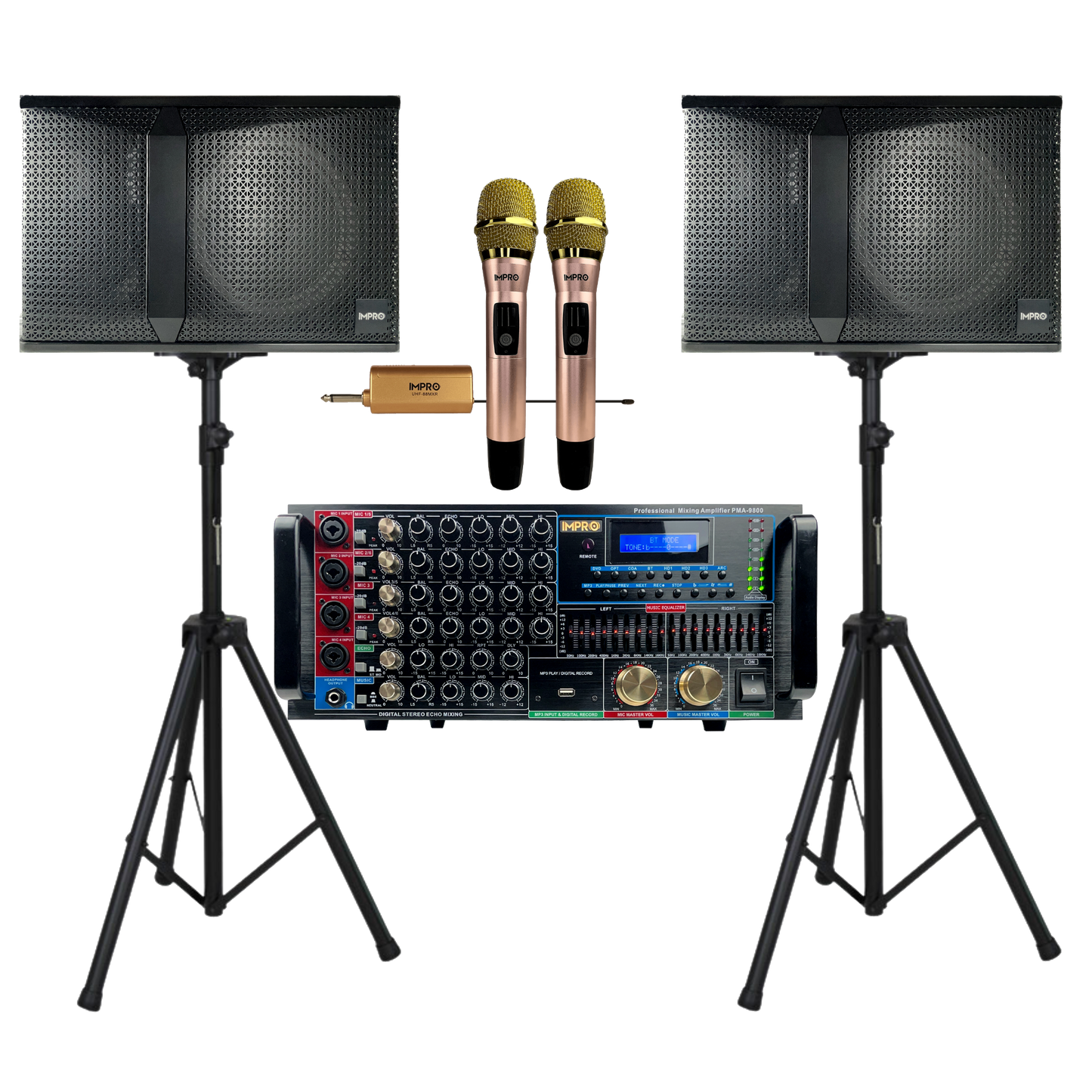 ImPro Epic Star Package 2 with Mixing Amplifier, Speakers, Microphones, and Accessories (5 items)