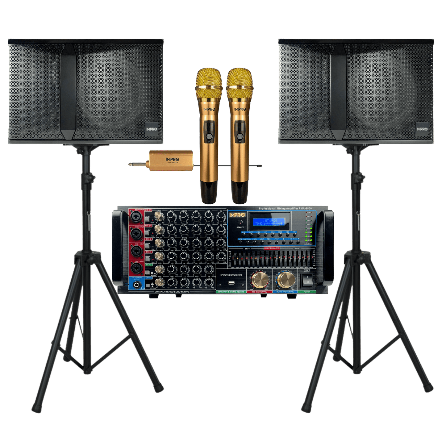 ImPro Epic Star Package 2 with Mixing Amplifier, Speakers, Microphones, and Accessories (5 items)