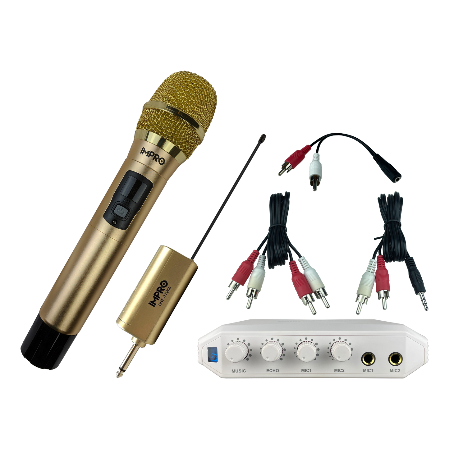 Karaoke Kickstart Bundle: ImPro UHF-77 Wireless Microphone & MX-R88i Compact Mixer