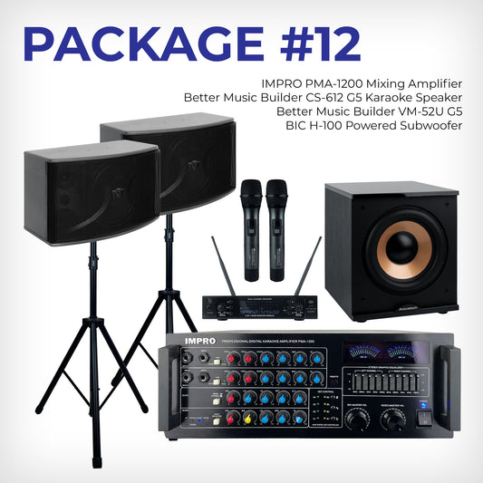 House Party Plus Pack #4: ImPro Amp, BetterMusicBuilder Speakers, Stands, VM-52U G5 Mics & BIC Subwoofer