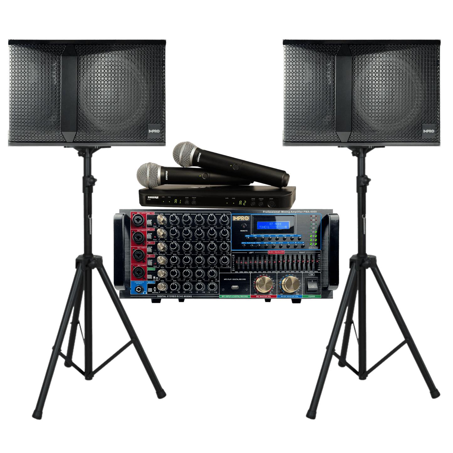 Epic Elite Star Package with Mixing Amplifier, Speakers, Shure Microphones, and Accessories (5 items)