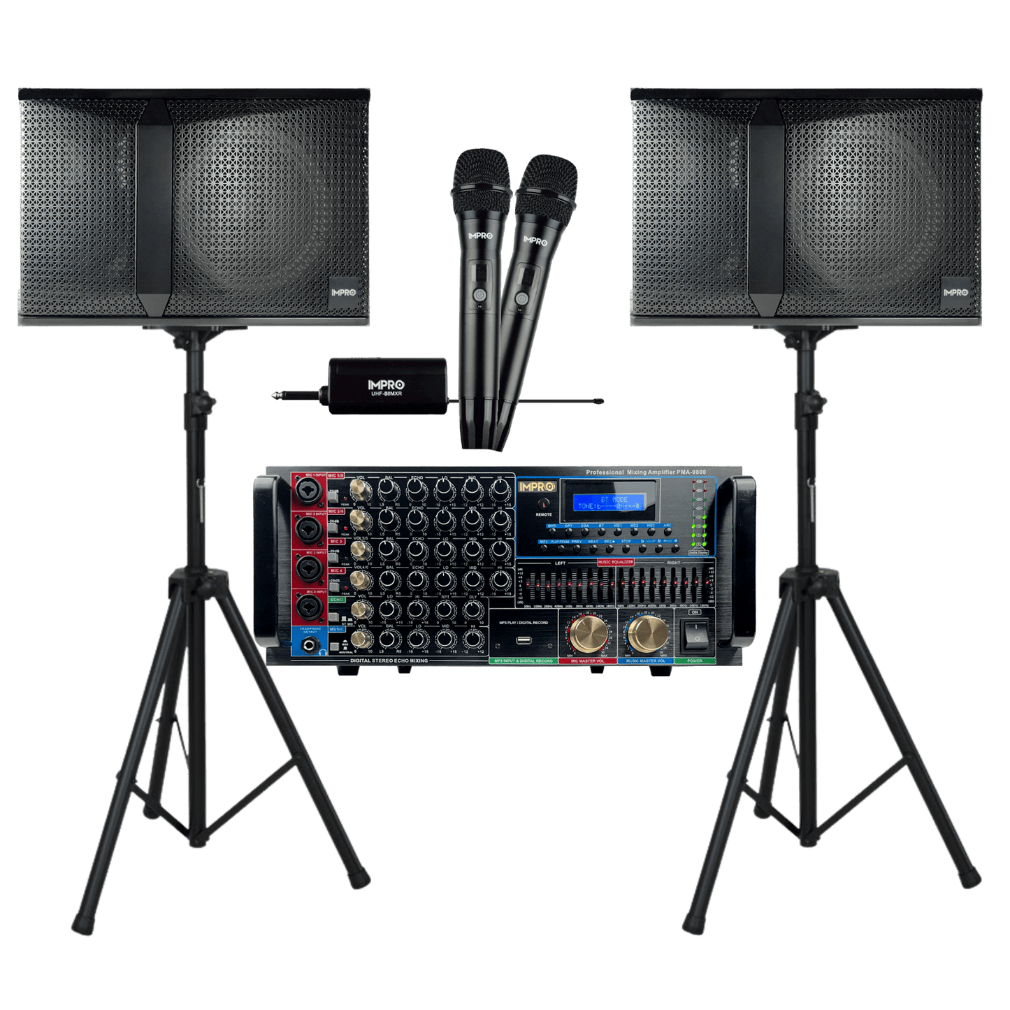 ImPro Epic Star Package 2 with Mixing Amplifier, Speakers, Microphones, and Accessories (5 items)