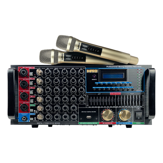 ImPro PMA-9800 1600W Mixing Amplifier Bundle with ImPro UHF-88II Wireless Microphones