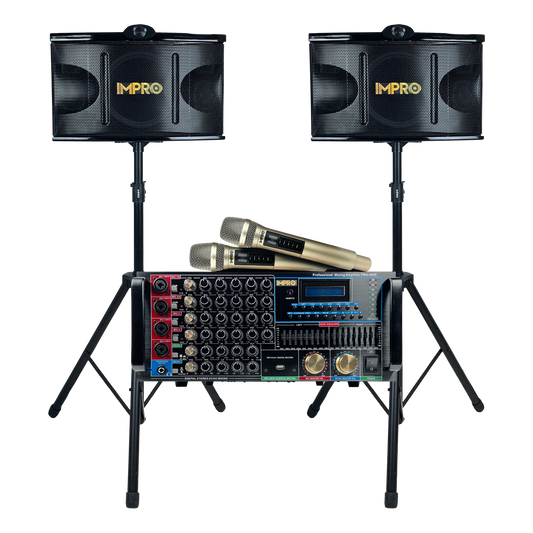 ImPro Epic Party Bundle 3 with Mixing Amplifier, Speakers, Microphones, and Accessories (5 Items)