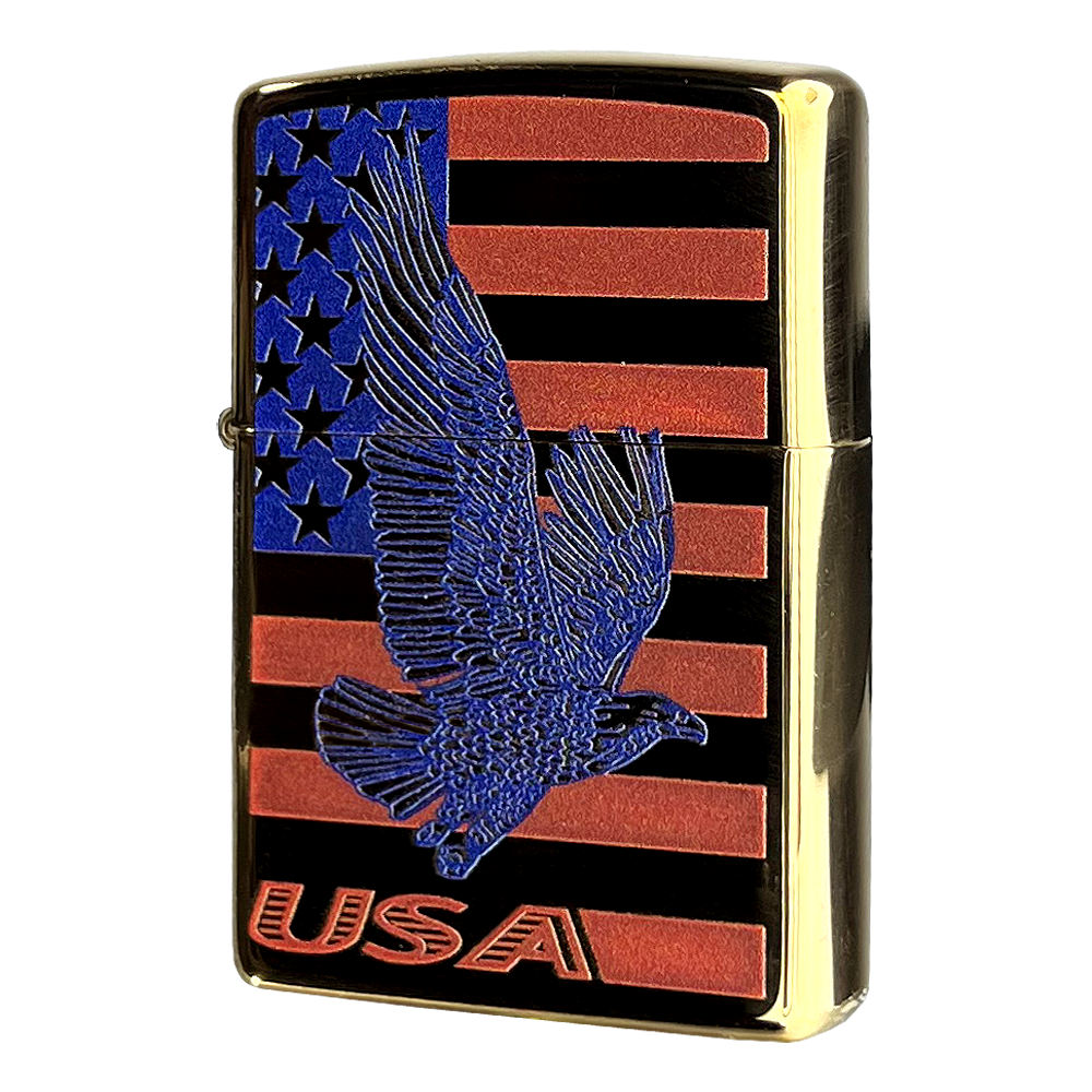 Zippo Custom 254B Flag Eagle USA Brass