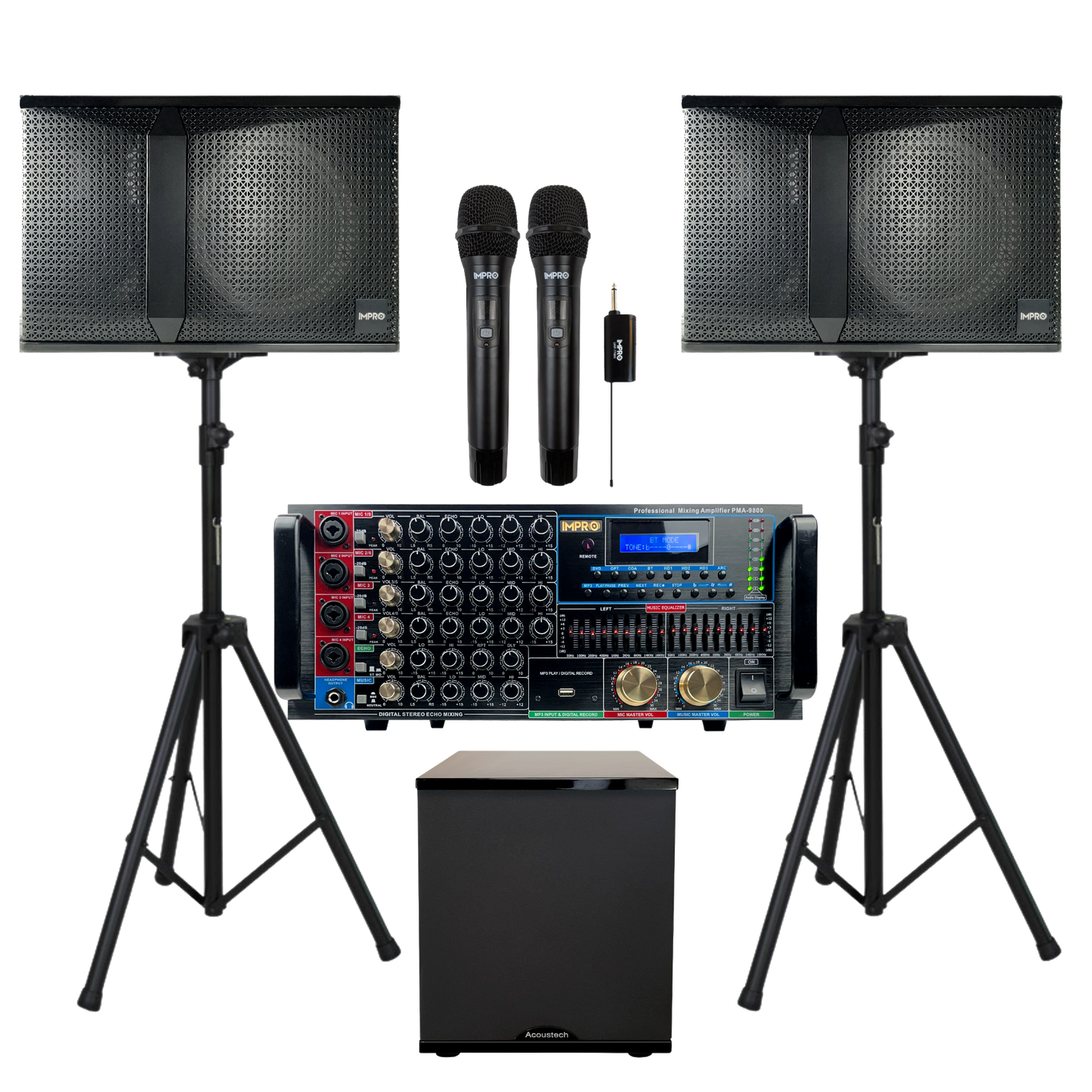 ImPro Epic Star Plus Package 1 with Mixing Amplifier, Speakers, Microphones, and Accessories (6 items)