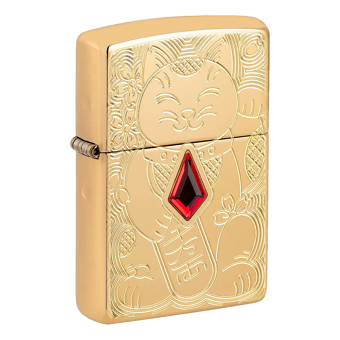 Zippo Armor Lucky Cat Design