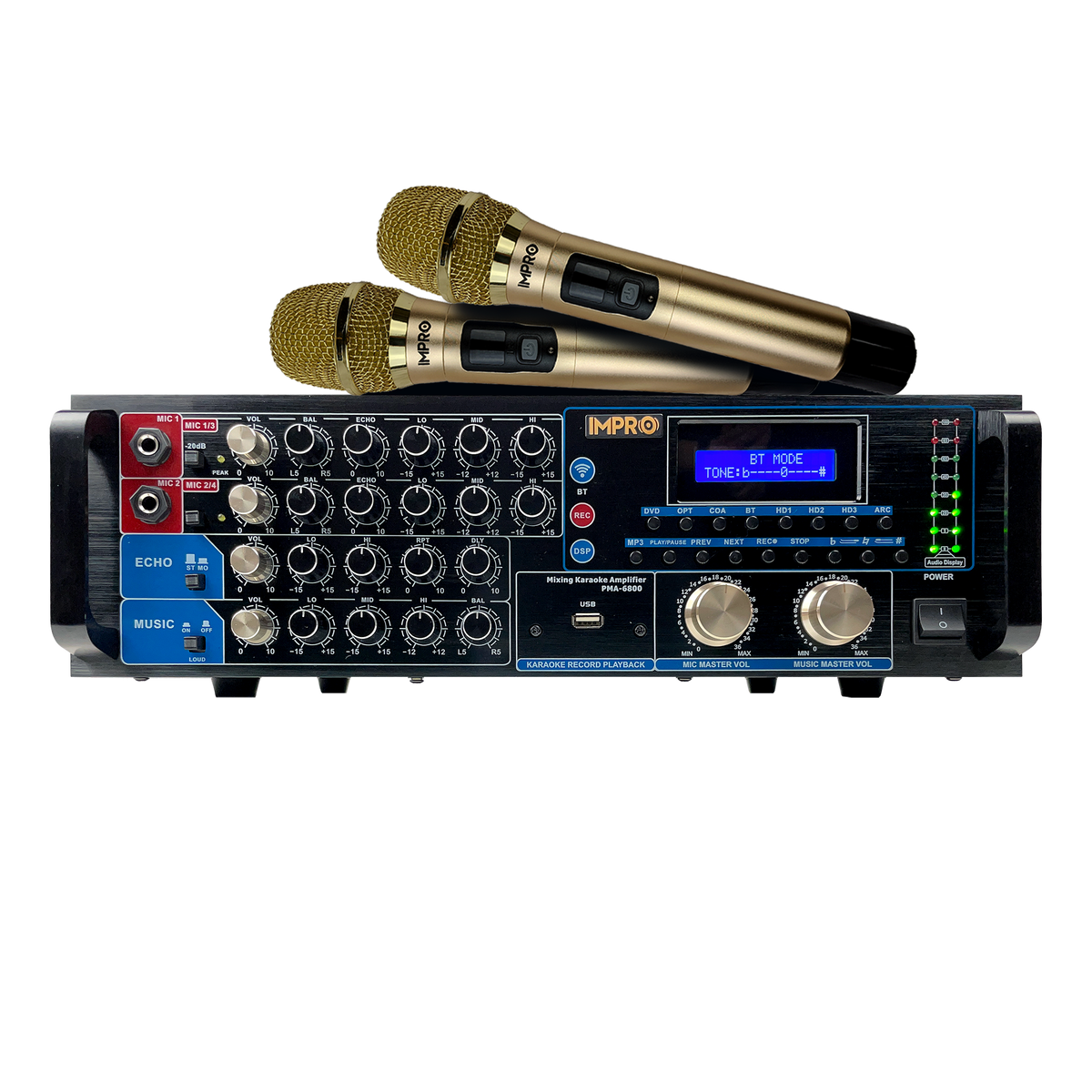 Impro Mdk ImPro PMA-6800 800W Mixing Amplifier Bundle with ImPro UHF-77 Wireless ...