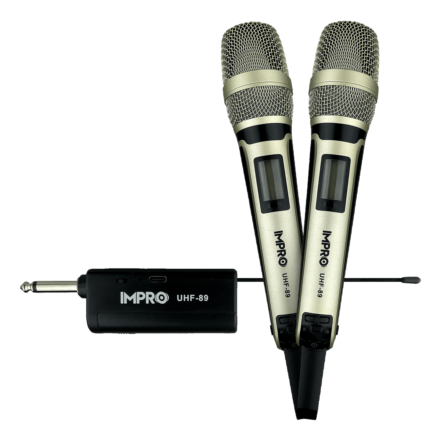 ImPro UHF-89 Dual Wireless Microphones for Karaoke & Events – 20 Selectable Channels, On-Mic Volume Control