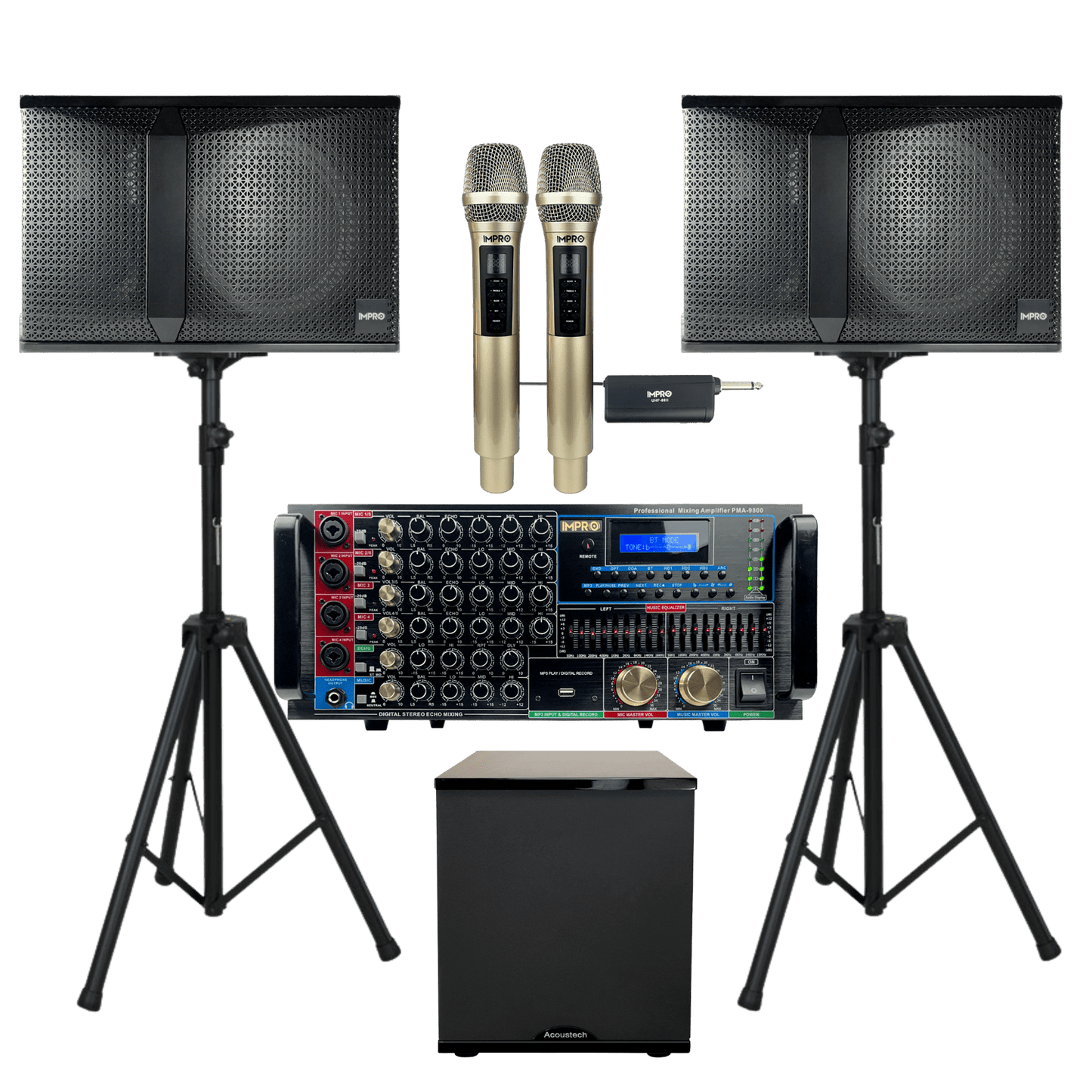 ImPro Epic Star Plus Package 3 with Mixing Amplifier, Speakers, Microphones, and Accessories (6 items)