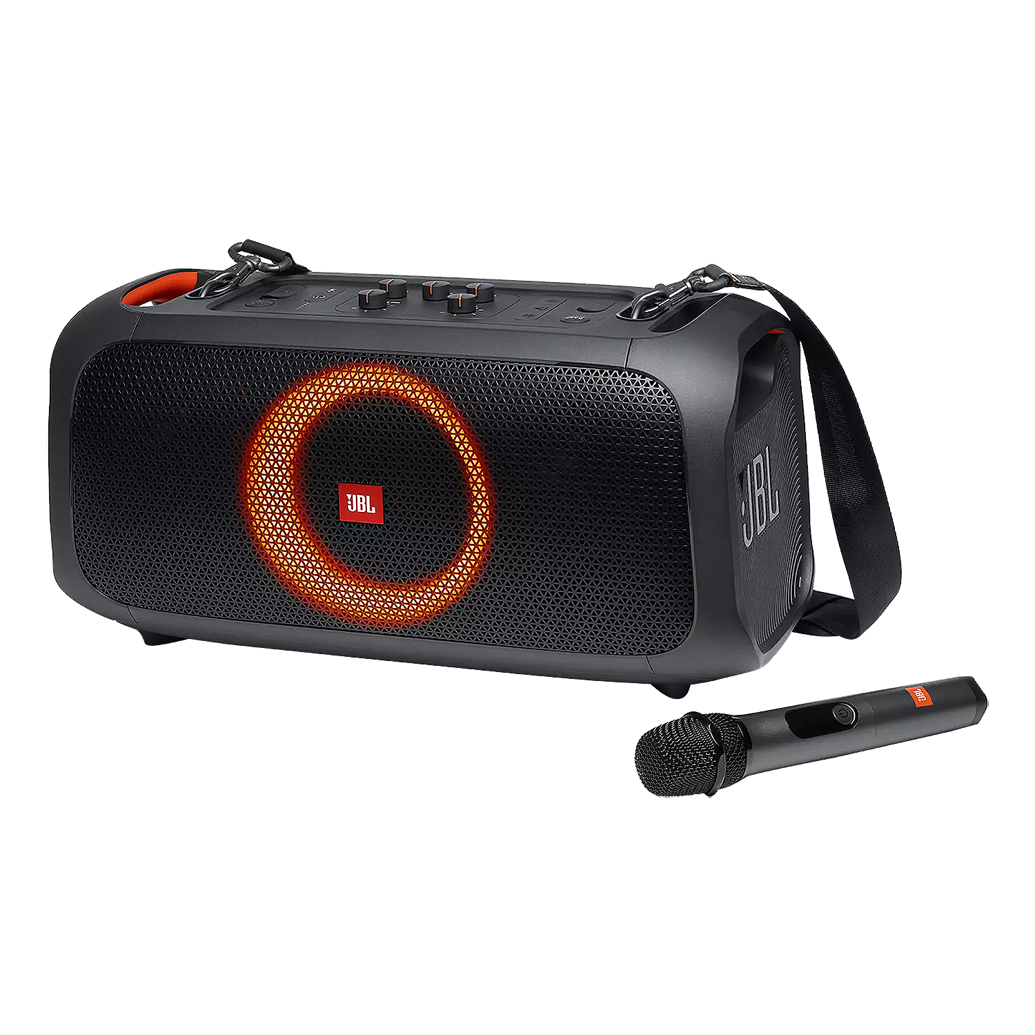 JBL PartyBox On-The-Go 100 Watts Rechargeable Party Speaker with 1 Wireless Microphone