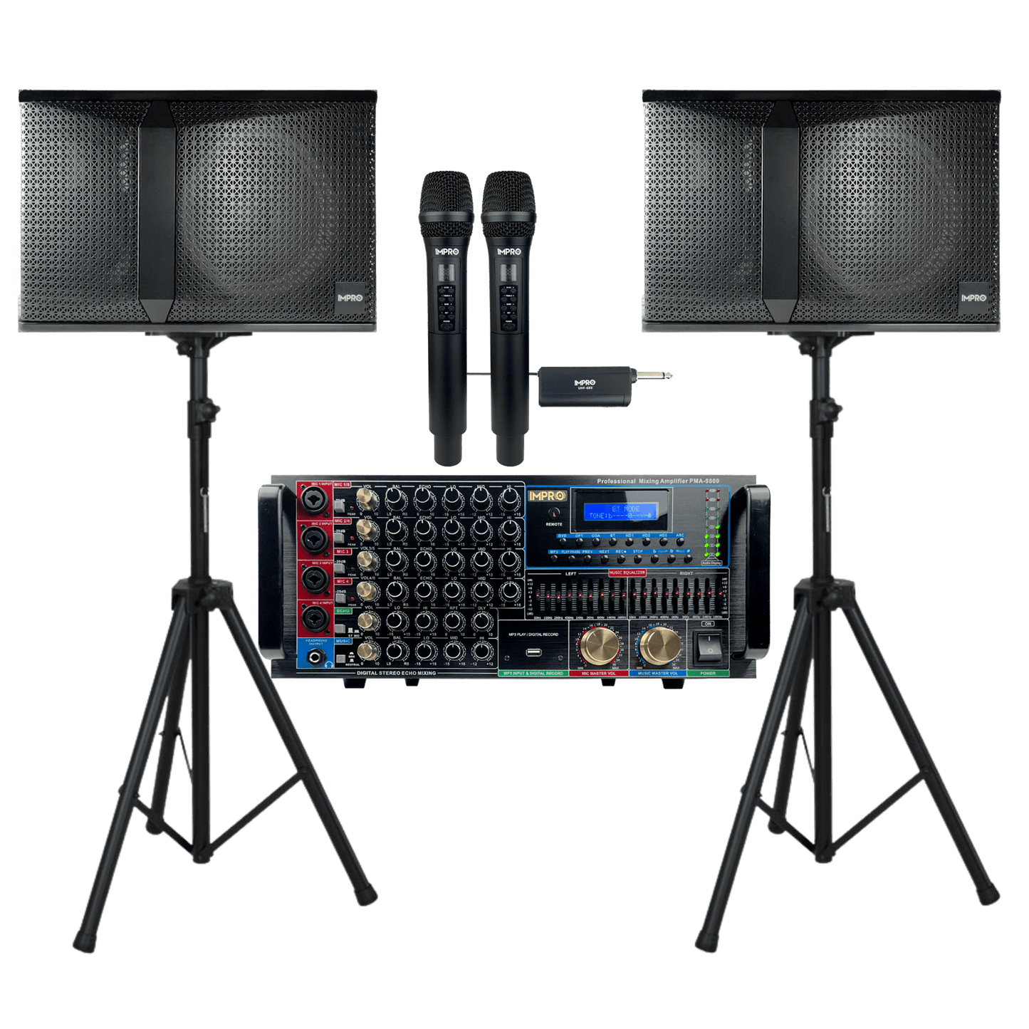 ImPro Epic Star Package 3 with Mixing Amplifier, Speakers, Microphones, and Accessories (5 items)