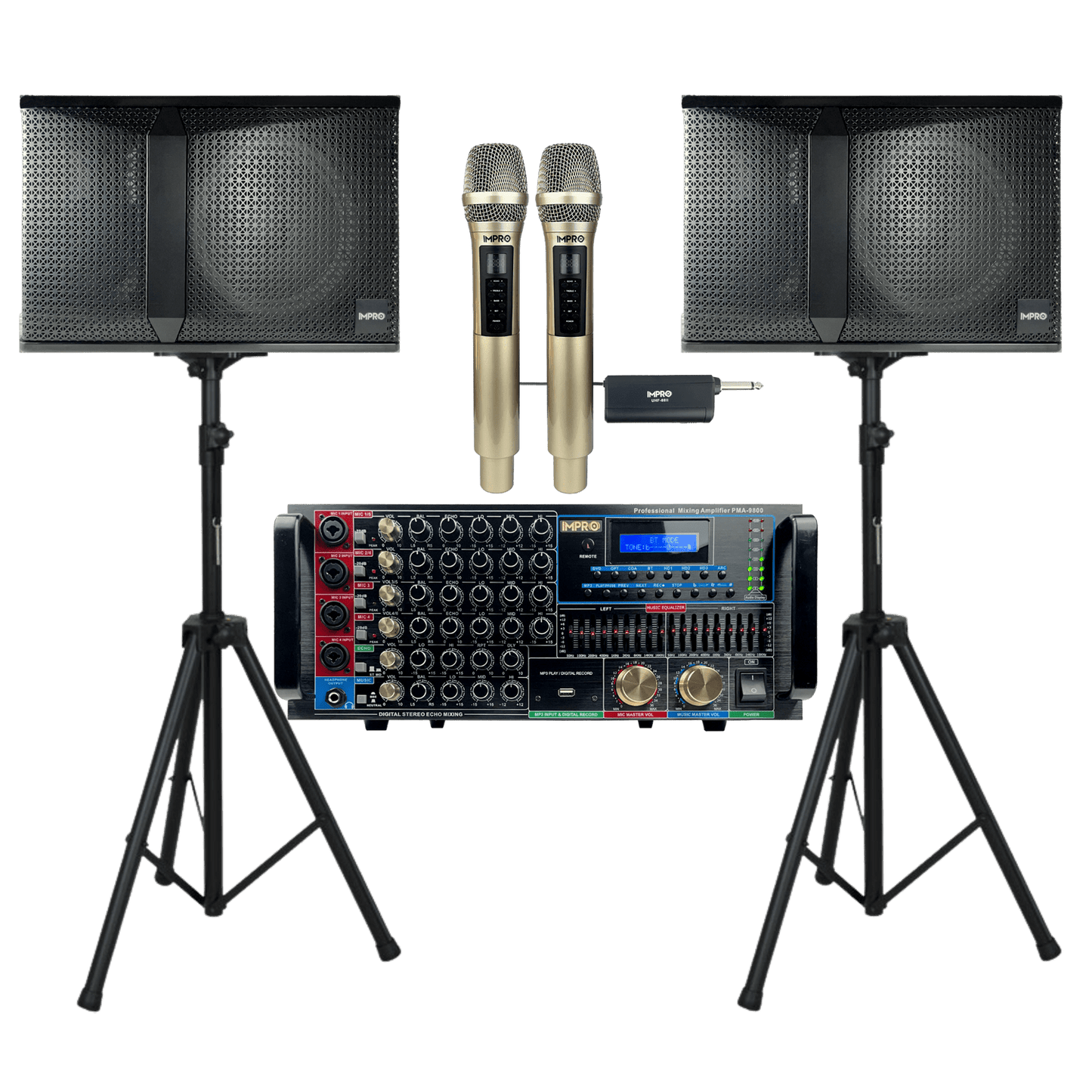 ImPro Epic Star Package 3 with Mixing Amplifier, Speakers, Microphones, and Accessories (5 items)