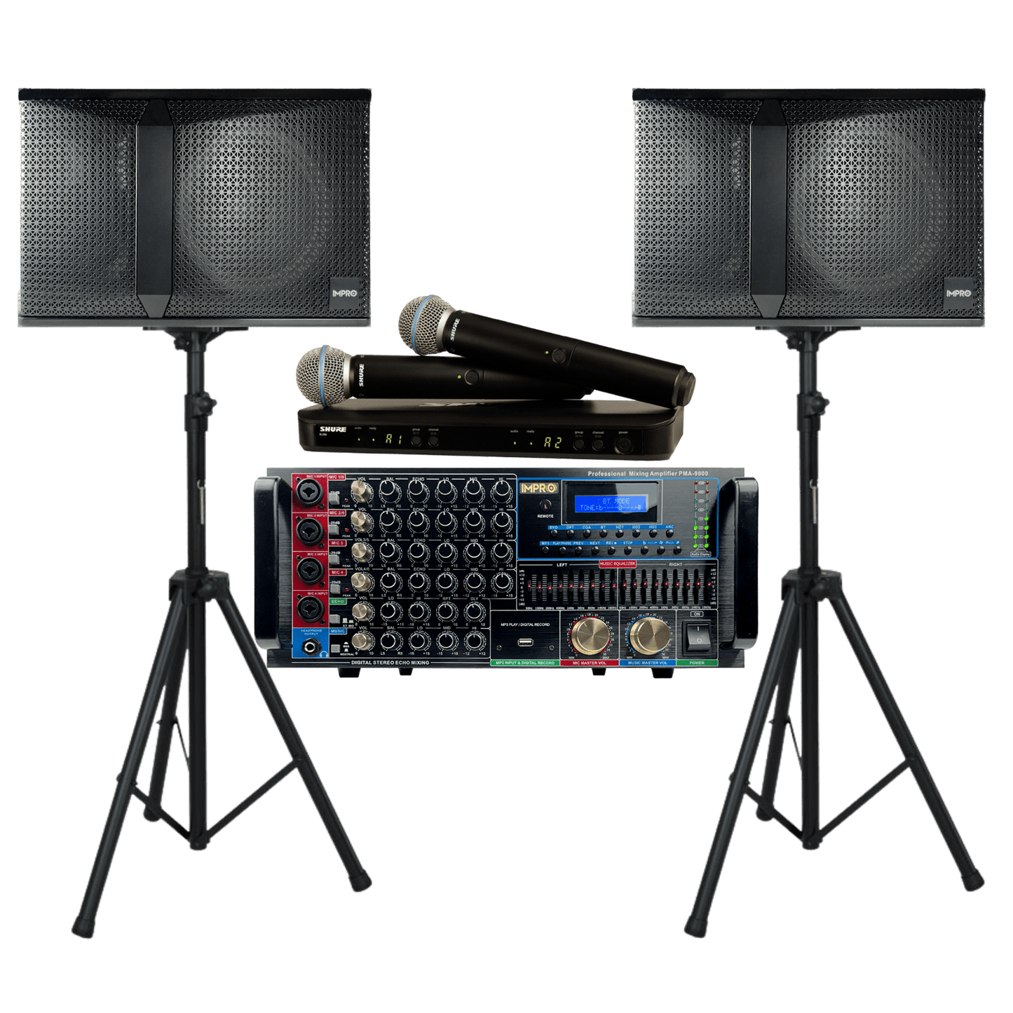 Epic Elite Star Package with Mixing Amplifier, Speakers, Shure Microphones, and Accessories (5 items)