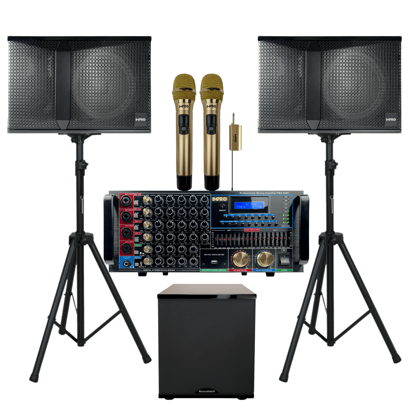 ImPro Epic Star Plus Package 1 with Mixing Amplifier, Speakers, Microphones, and Accessories (6 items)