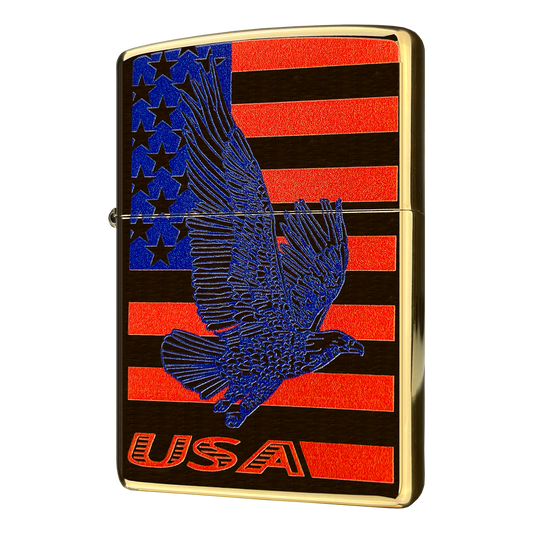 Zippo Custom 254B Flag Eagle USA Brass