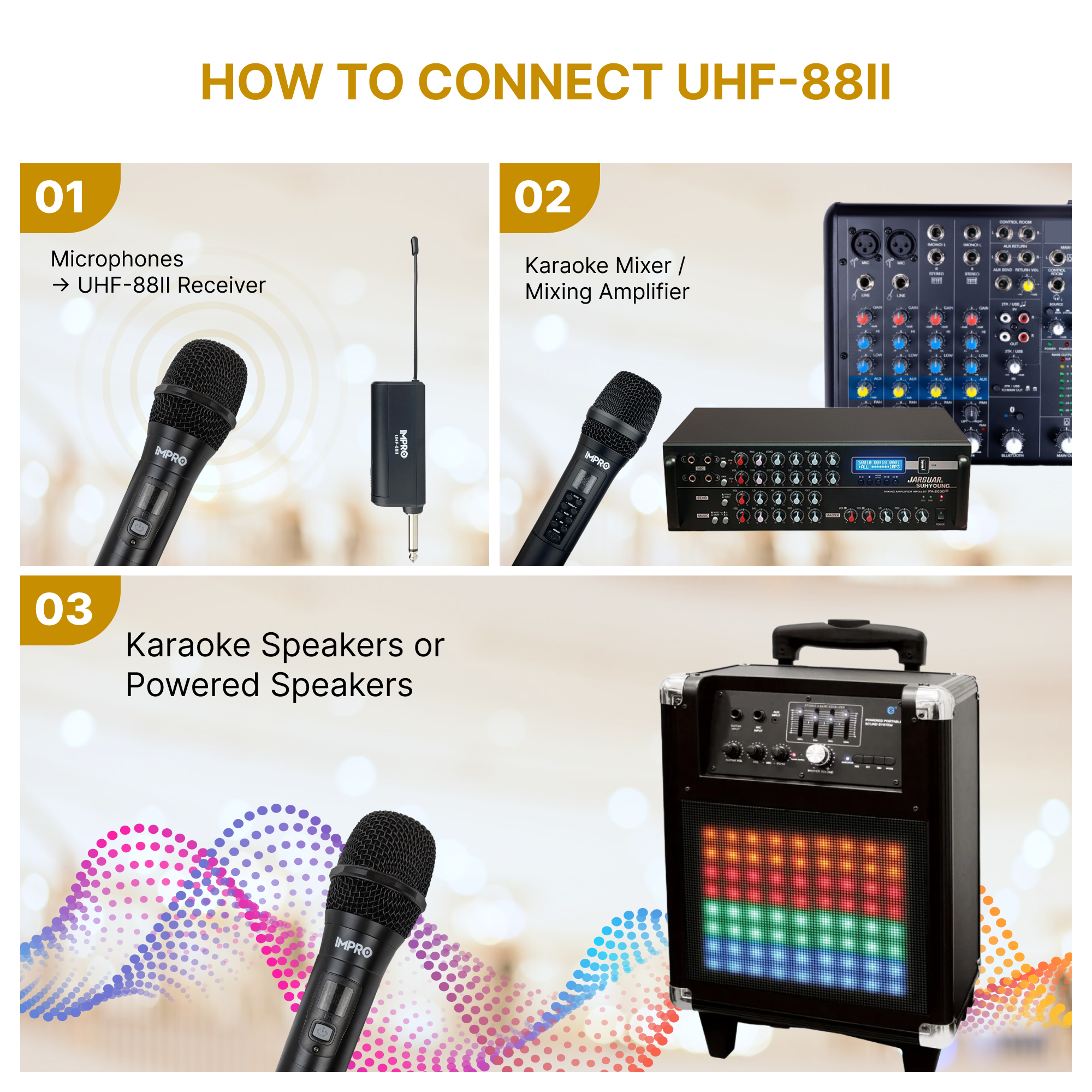 ImPro UHF-88II Professional UHF Wireless Microphones with Case
