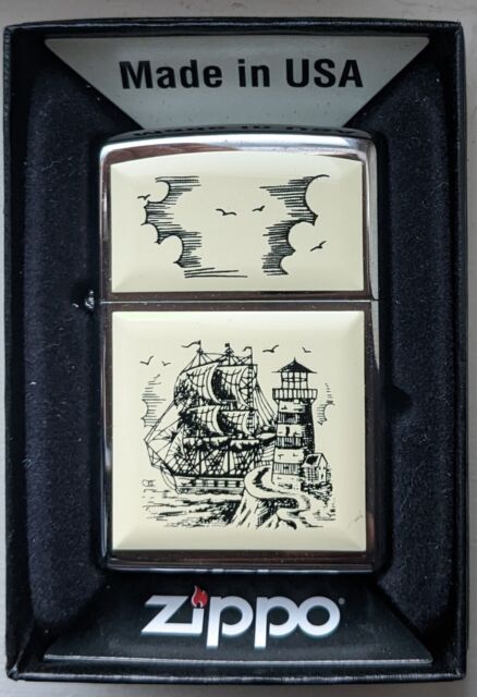 Zippo 359 Reg Scrimshaw Ship