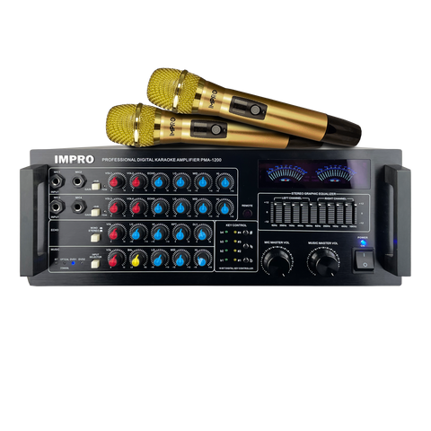 ImPro MA-8 Pro Ultimate Karaoke Amplifier System: 5-in-1 Powerhouse with Mixer, Equalizer, Feedback Control & Dual Wireless Mics – Elevate Your Singing Experience!