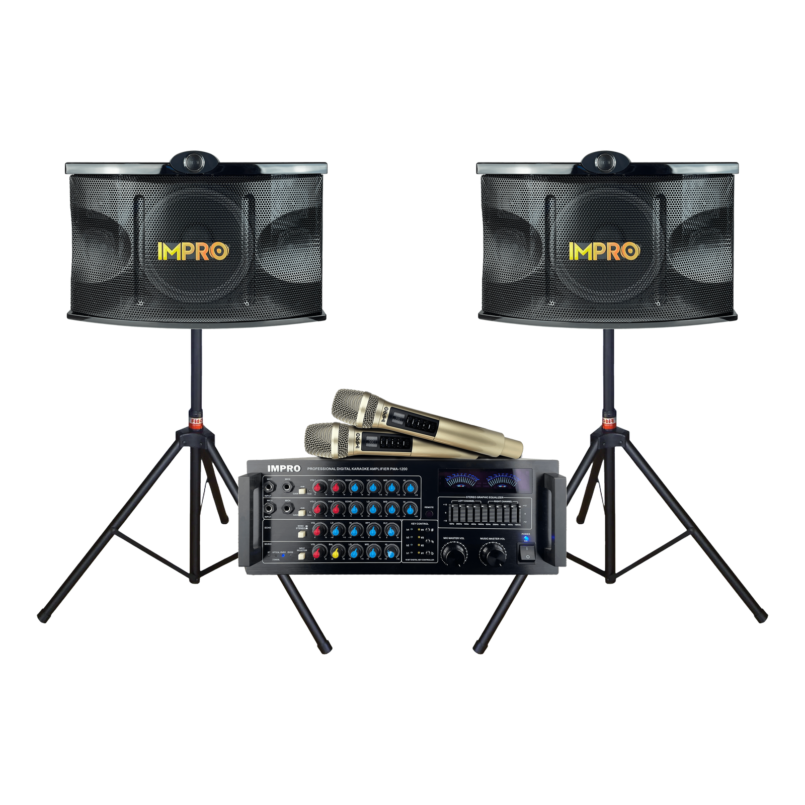 ImPro House Party Bundle Plus with Mixing Amplifier, Speakers, Microphones, and Accessories (5 Items)