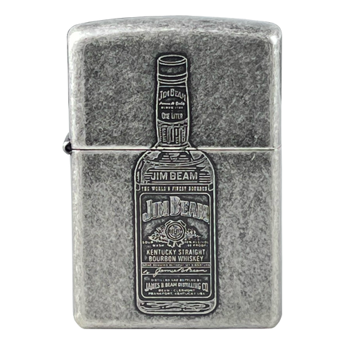 Zippo 121FBJB 309 Antique Silver Plate Jim Beam Bottle