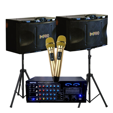 ImPro House Party Bundle Plus with Mixing Amplifier, Speakers, Microphones, and Accessories (5 Items)